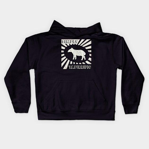 Simply Tapirrific Retro Old School 90s Tapir Kids Hoodie by SkizzenMonster